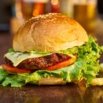 burger, meat, bread